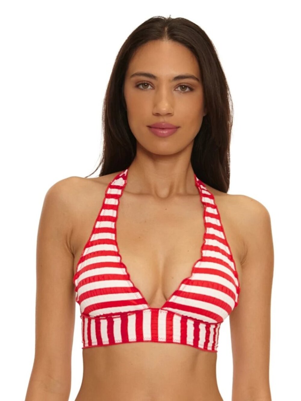 BECCA SAIL AWAY STRIPE HALTER TOP IN SIZES MEDIUM AND D-CUP